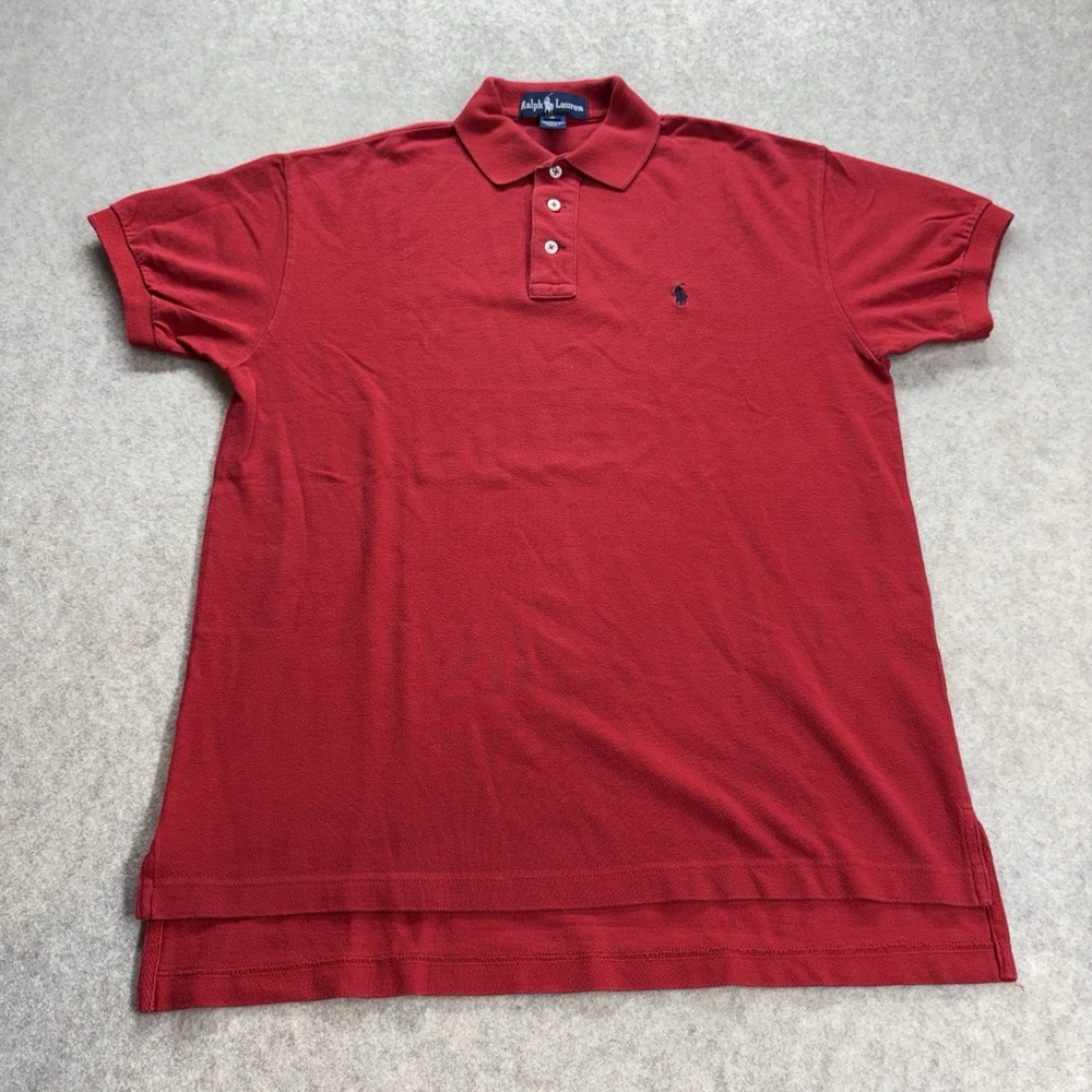 Ralph Lauren Mens Small Red Classic Fit Short Sleeve Polo Shirt Preppy Blue Pony